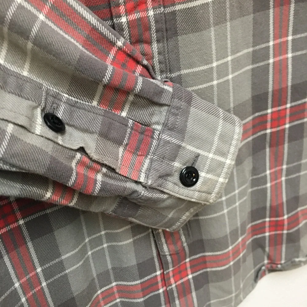 J Crew 100% Cotton Plaid Flannel Large Gray